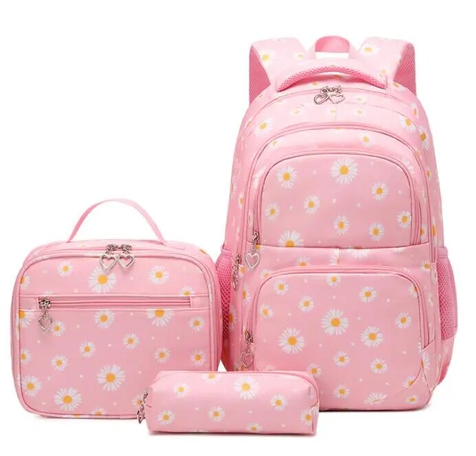 Kit de Mochila Escolar Feminina Impermeável - Florida Com Lancheira E Estojo
